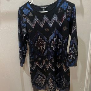 Blue and black/ sequins/ long sleeve/ tight